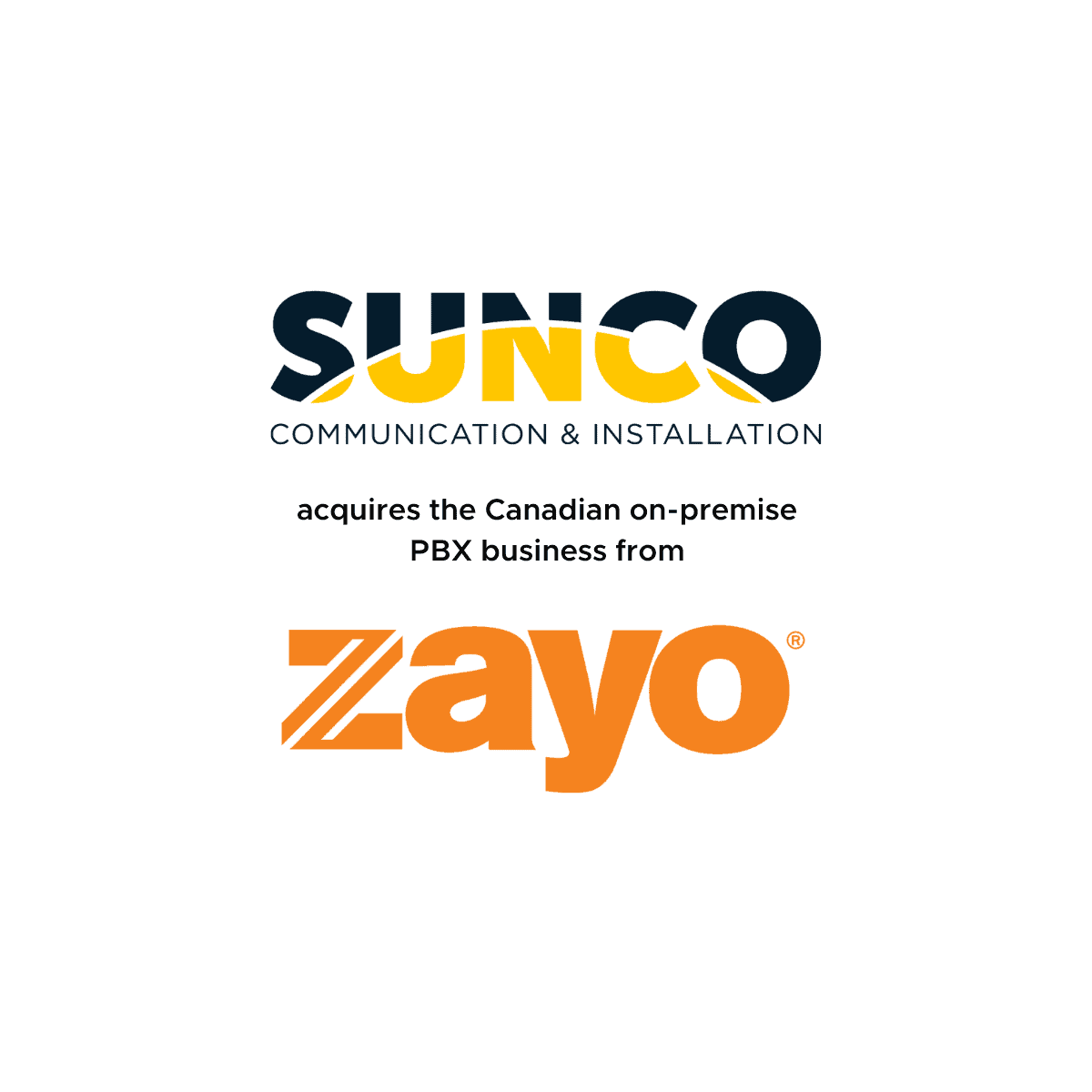 Sunco acquires the Canadian on-premise PBX business from Zayo